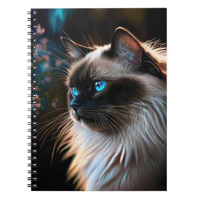 Birman Cat im Blumenfolien-Notebook Notizblock (Vorderseite)