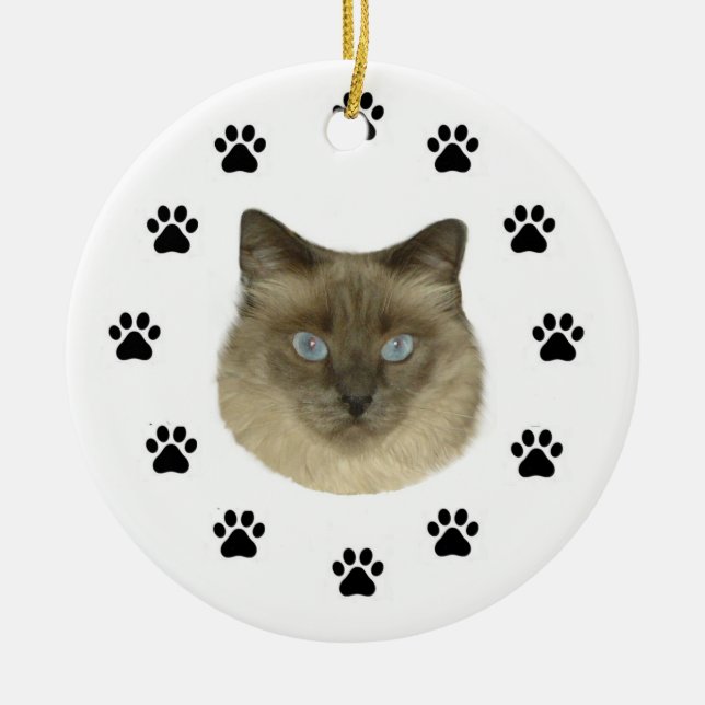 Birman Cat Keramik Ornament (Vorne)