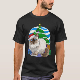 Birman Cat Niedlich Santa Christmas Tree Dekoratio T-Shirt