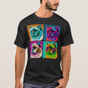 Birman Cat Pop Illustration Farbige Tierfrauen T-Shirt
