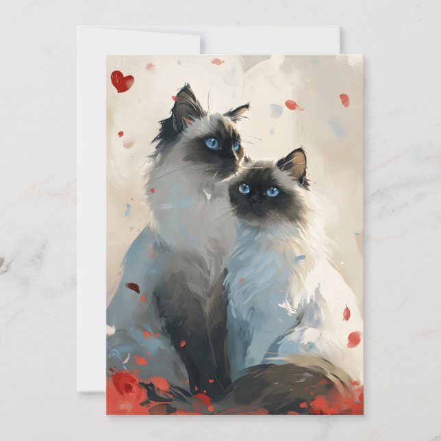 Birman Cats Valentinstag Feiertagskarte (Vorderseite)