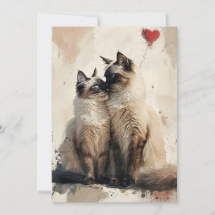 Birman Katzen Valentinstag Feiertagskarte