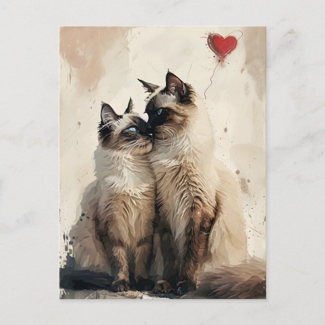 Birman Katzen Valentinstag Postkarte (Vorderseite)