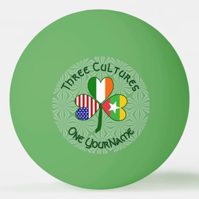Birmanisch Myanmar Irish American Flags Kleeblatt  Tischtennisball (Vorderseite)