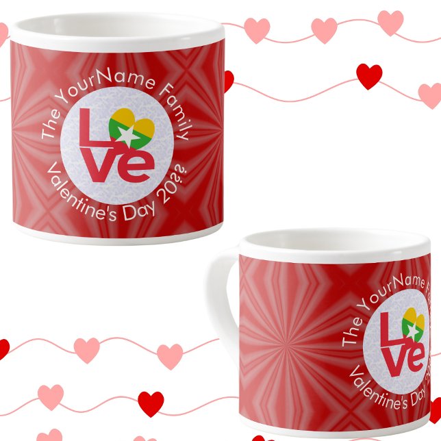 Birmanische Flagge Herz LIEBE Rot Personalisiert Espressotasse (Von Creator hochgeladen)