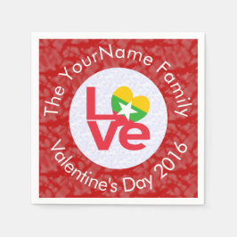 Birmanische Flagge Herzerrote LIEBE Serviette