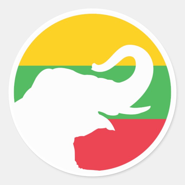 Birmanisches Nationales Tier mit asiatischem Elefa Runder Aufkleber (Vorderseite)