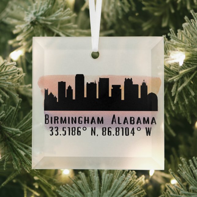 Birmingham AL City Skyline Glass Ornament Aus Glas (Insitu)