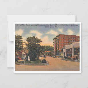 Birmingham AL Five Points Ansicht 1940er Jahre Postkarte