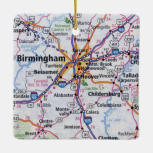 Birmingham AL Map Keramikornament