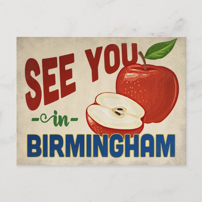 Birmingham Alabama Apple - Vintage Travel Postkarte (Vorderseite)