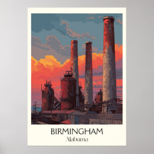 Birmingham Alabama Industrielle Skyline Poster