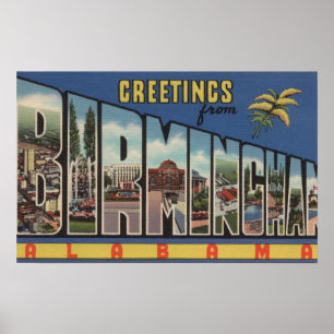 Birmingham, Alabama - Large Letter Scenes Poster