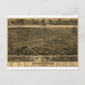Birmingham Alabama Late 1800's Birds Eye View Postkarte