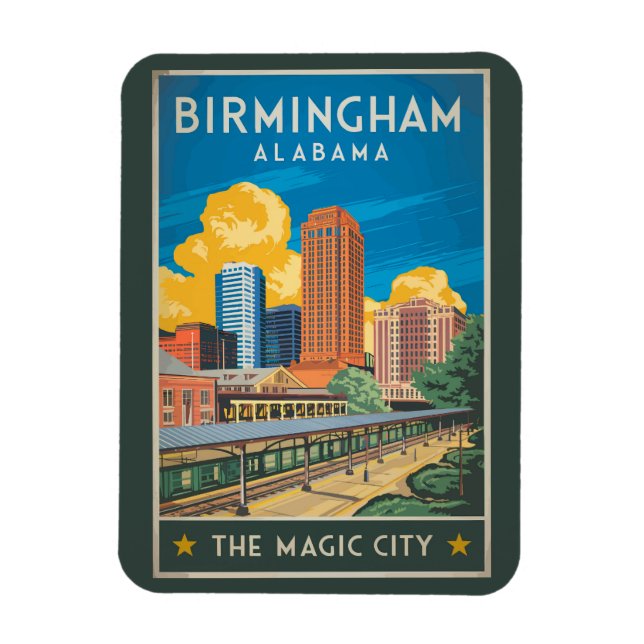 Birmingham Alabama Reisen Vintag Magnet (Vertikal)