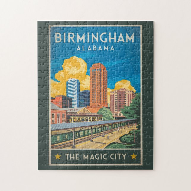 Birmingham Alabama Reisen Vintag Puzzle (Vertikal)