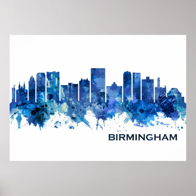 Birmingham Alabama Skyline Blue Poster (Vorne)