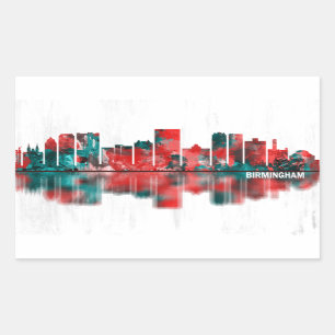 Birmingham Alabama Skyline Rechteckiger Aufkleber