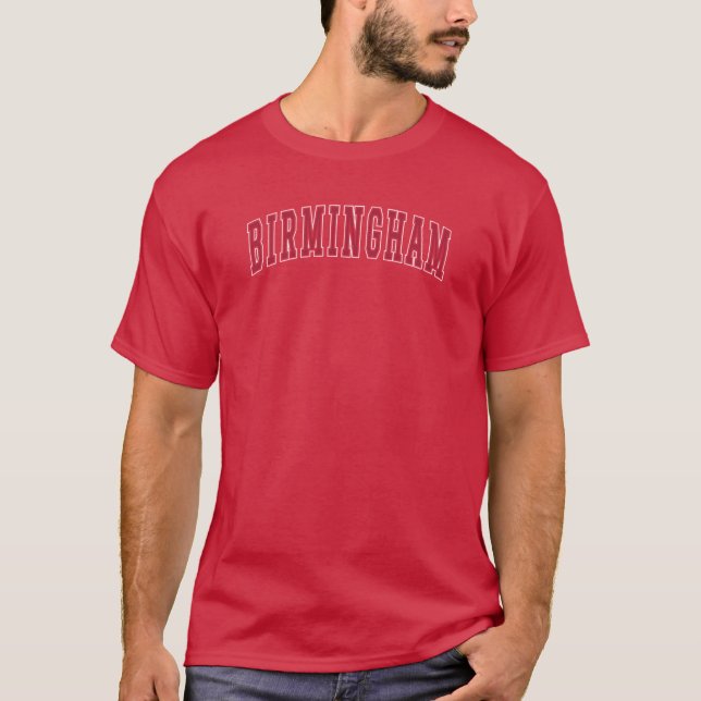Birmingham Alabama Souvenir College Style Red Text T-Shirt (Vorderseite)