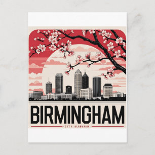 Birmingham City Alabama Skyline T - Shirt Postkarte
