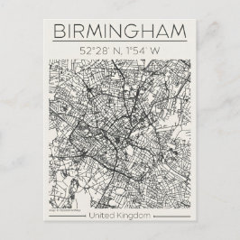 Birmingham City Map Postkarte Charcoal Urban Skizz