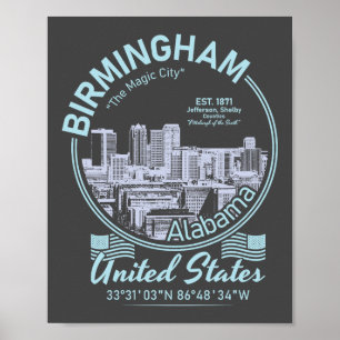 BIRMINGHAM CITY VINTAGE - STAAT ALABAMA POSTER