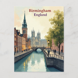 Birmingham England Reise vintage künstlerische Was Postkarte