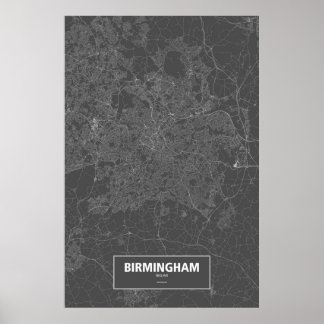 Birmingham, England (schwarz weiß) Poster