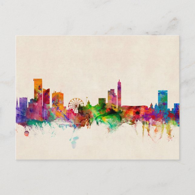 Birmingham England Skyline Cityscape Postkarte (Vorderseite)