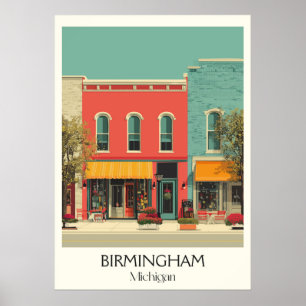 Birmingham Michigan Vintage Stadt Kunst, Kultur Poster