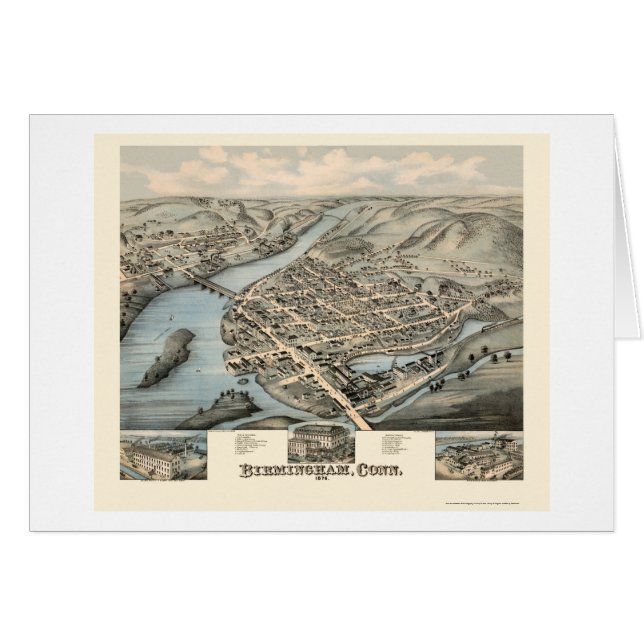 Birmingham, panoramische Karte CT - 1876 (Vorderseite (Horizontal))