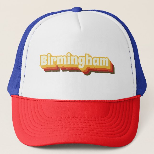 Birmingham Retro Vintager Text Truckerkappe (Vorderseite)
