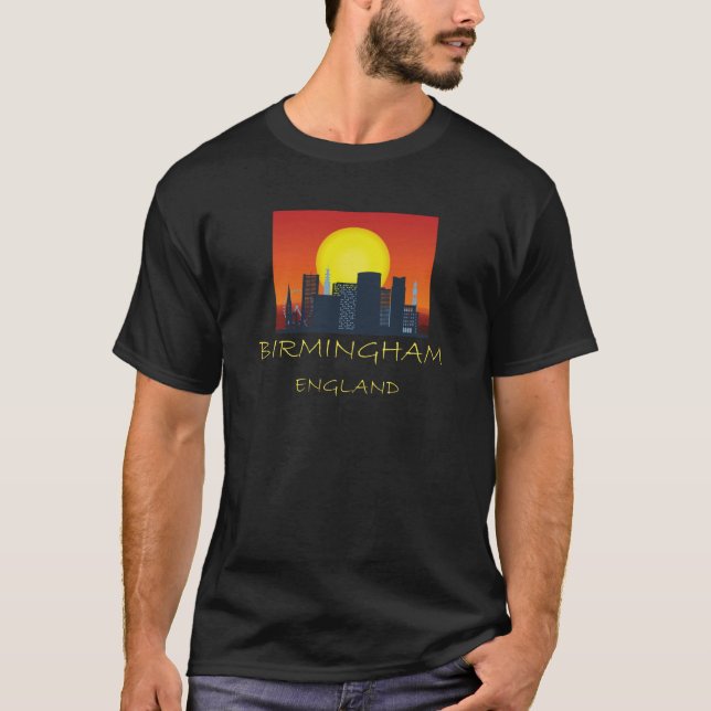 Birmingham Skyline England United Kingdom British  T-Shirt (Vorderseite)