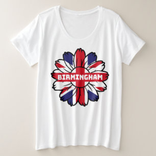 Birmingham Union Jack Sunflower British Pride Große Größe T-Shirt