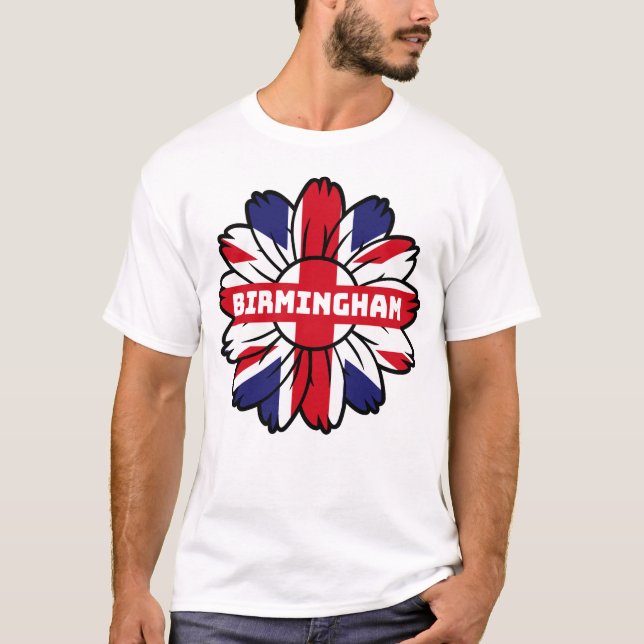Birmingham Union Jack Sunflower British Pride T-Shirt (Vorderseite)