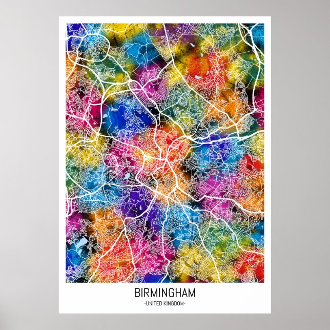 Birmingham United City Map Poster (Vorne)
