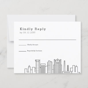 Birmingham Wedding   Stilisierte Skyline-UAWG RSVP Karte