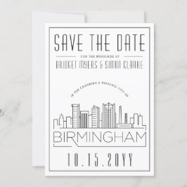 Birmingham Wedding Stylized Skyline Save the Date Einladung