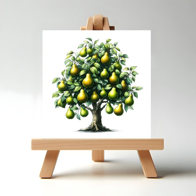 Birnbaum Fliese (Pear Tree Illustration on Easel display stand.)