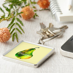 Birne, Aquarellfrucht Schlüsselanhänger