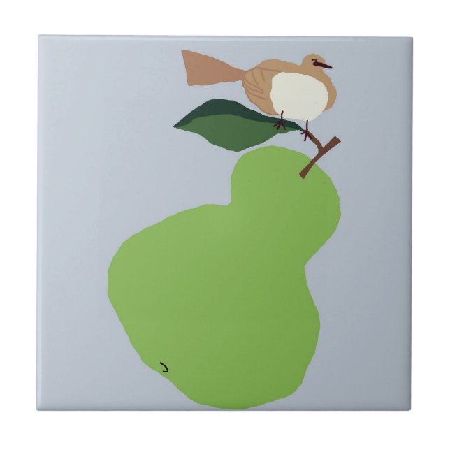 Birne Baum-grau Fliese (Vorderseite)
