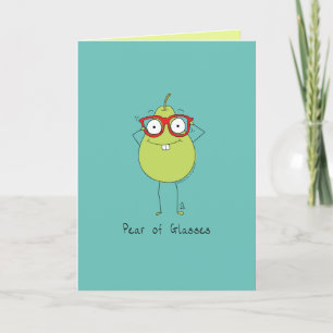 Birne Brille Funny & Niedlich Pear Pun Card Karte