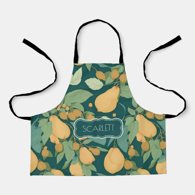 Birne floral Personalisiertes Muster Schürze (Vorderseite)