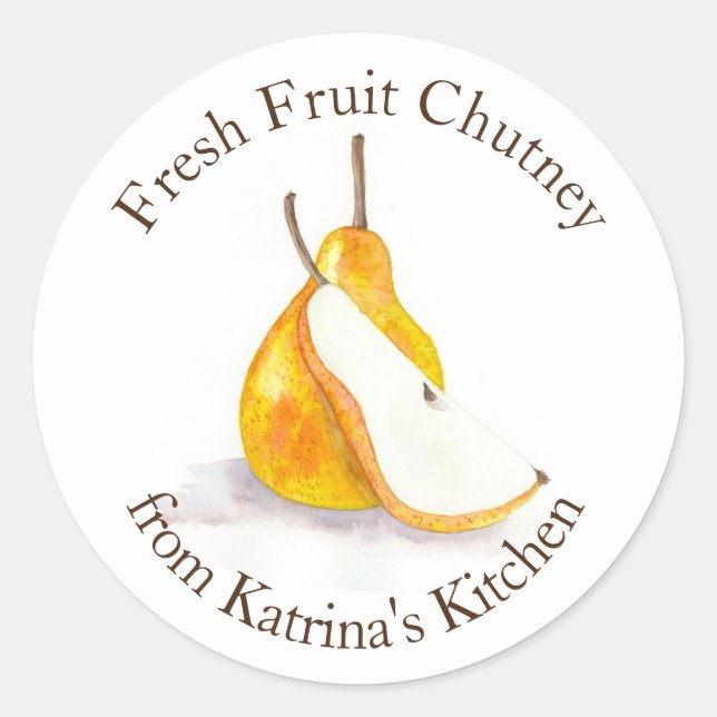 Birne Fresh Frucht Chutney hausgemachte Küche Gesc Runder Aufkleber (Vorderseite)