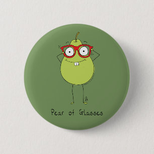 Birne Glasses Niedlich & Funny Button Button