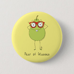 Birne Glasses Niedlich & Funny Button Button