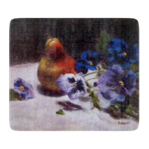 Birne mit Stiefmütterchen-Glasschneiden-Brett Schneidebrett