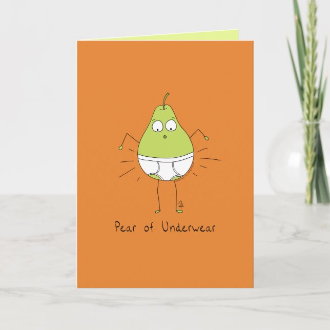 Birne Unterwäsche - Funny Pear Pun Card Karte (Vorderseite)