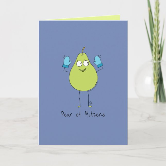 Birne von Mittens - Funny Pear Pun Card Karte (Vorderseite)