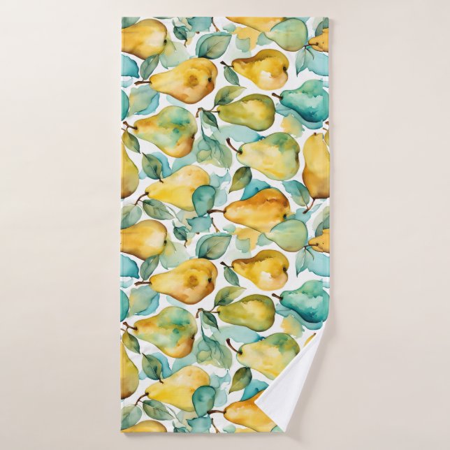Birnen-Aquarell-Kunst  Badhandtuch Set (Badehandtuch)